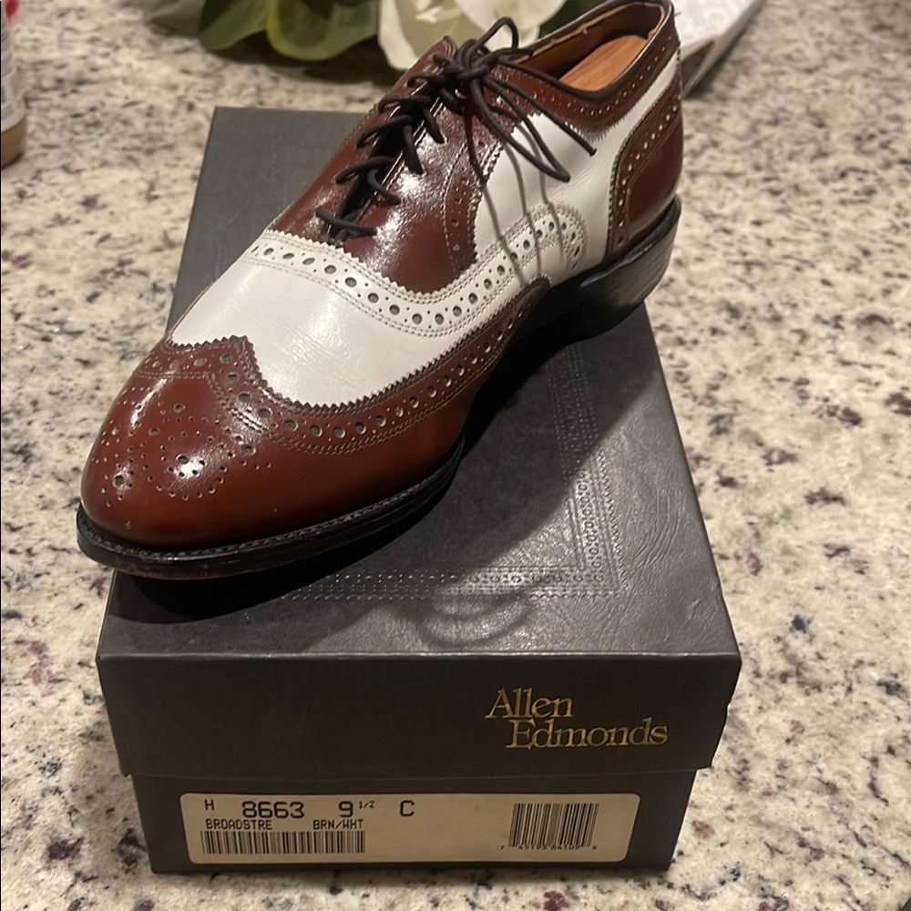 Allen Edmonds Men's Brown and White Wingtip Shoes